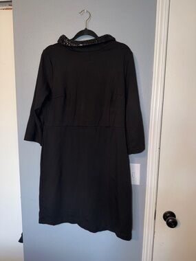 Talbots Black Dress with Sequin Collar